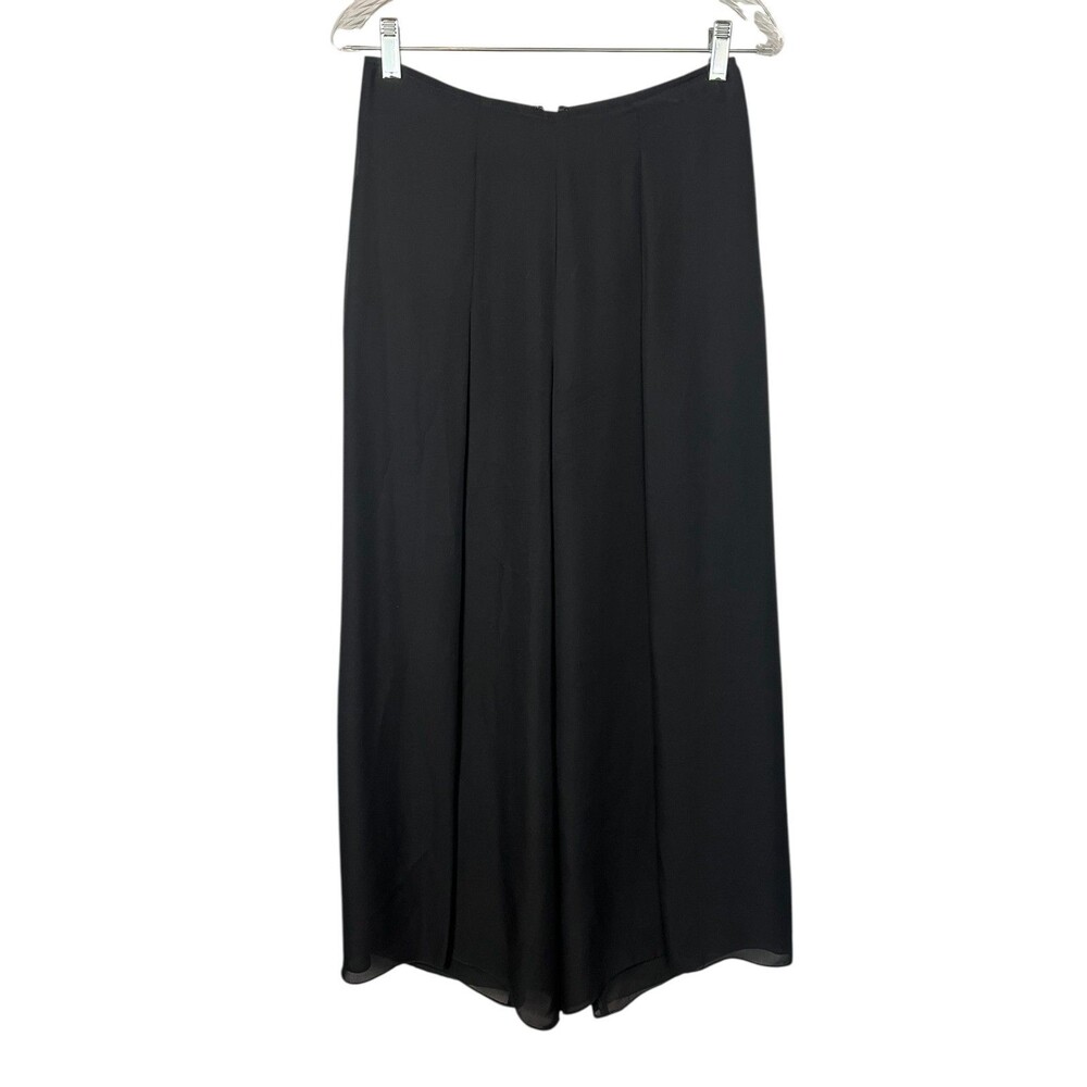 Vintage Cattiva New York Black Silk Georgette Wide Leg Formal Dress Pant  Size 6